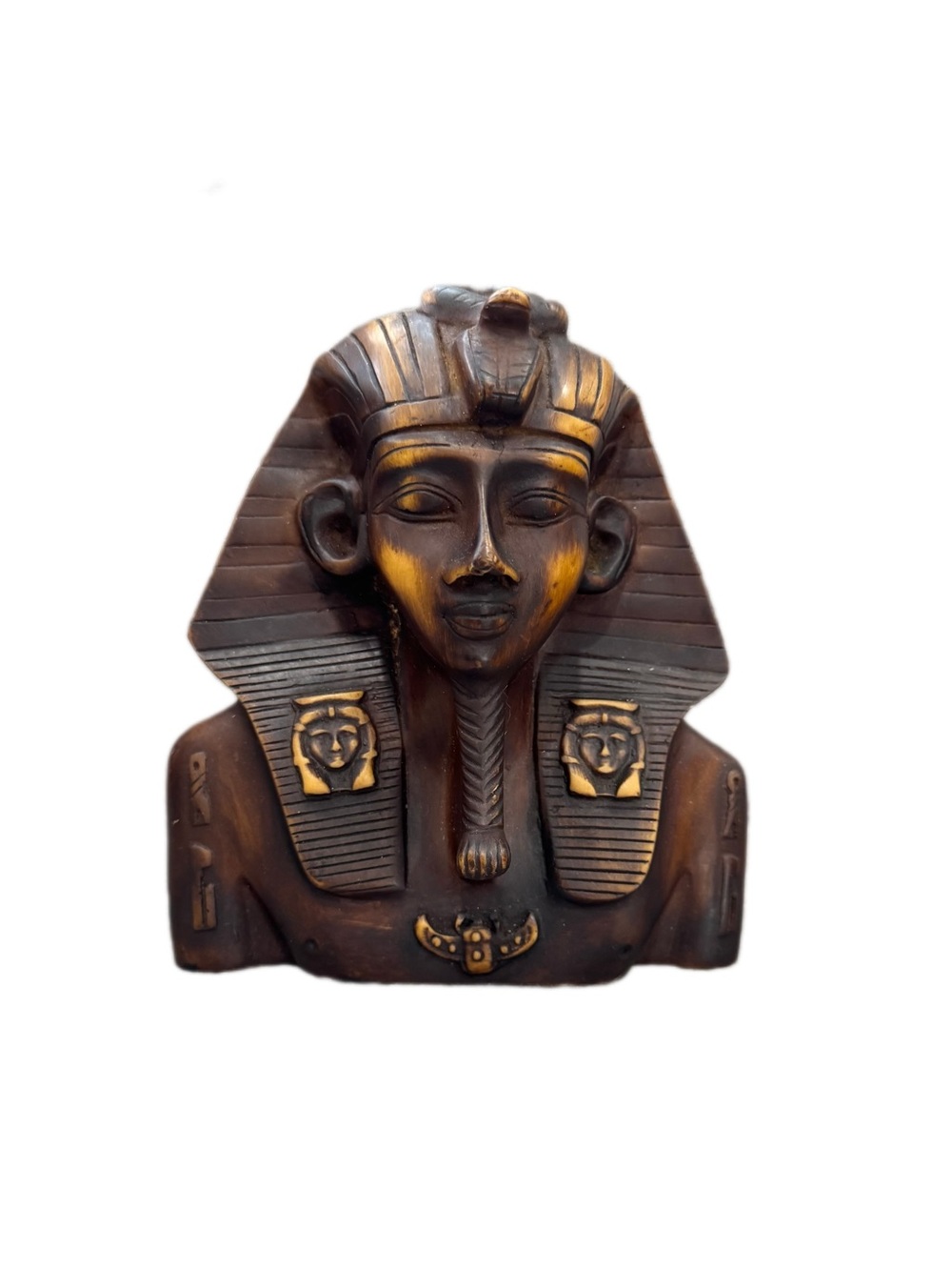 Vintage Style Egyptian Pharaoh Bust Statue Black Gold Resin Decor